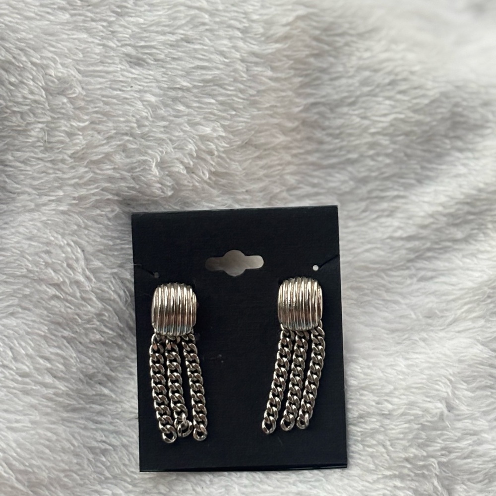 Elegant Silver Chain Drop Earrings